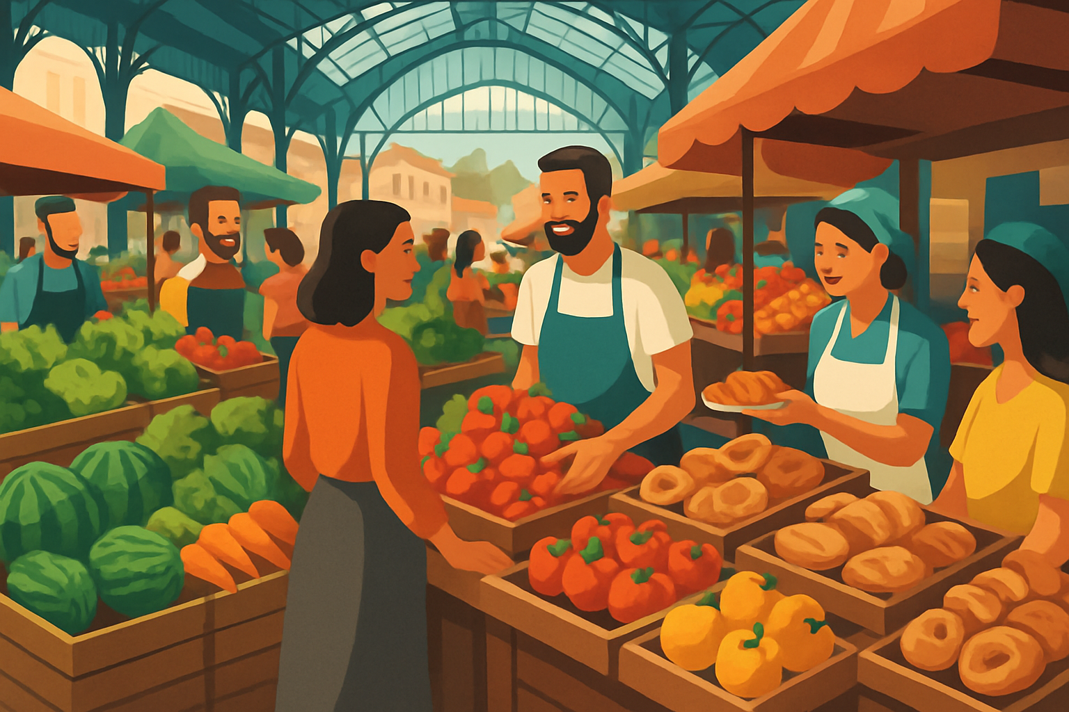 Authentic local farmers market in Budapest with fresh produce and traditional Hungarian foods