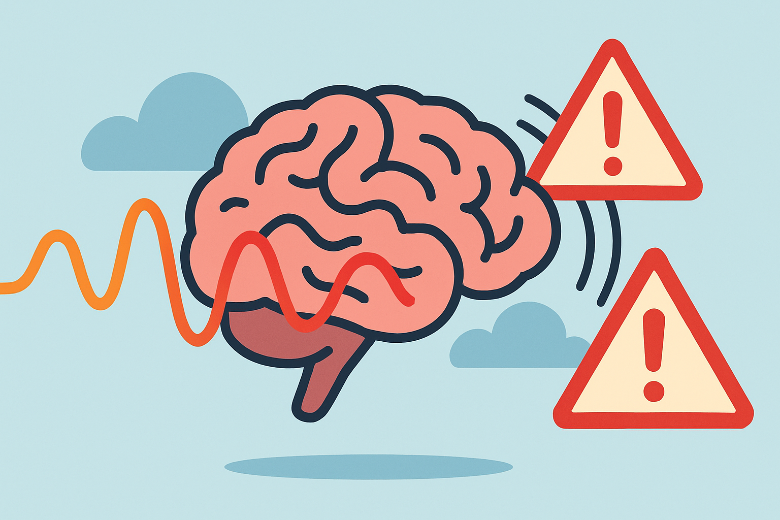 Visual representation of how fear and anxiety affect brain functions and emotions.