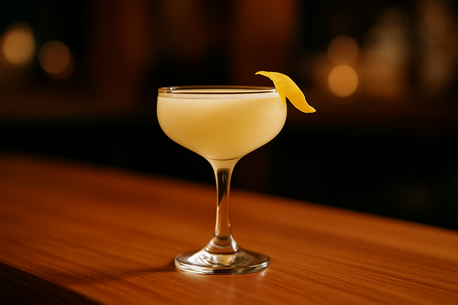 The finished White Elephant cocktail showcasing its frothy texture and elegant presentation.