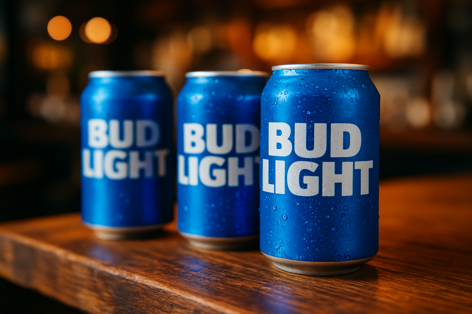 A chilled Bud Light can showcasing the familiar label and branding, highlighting its place as a popular light lager.