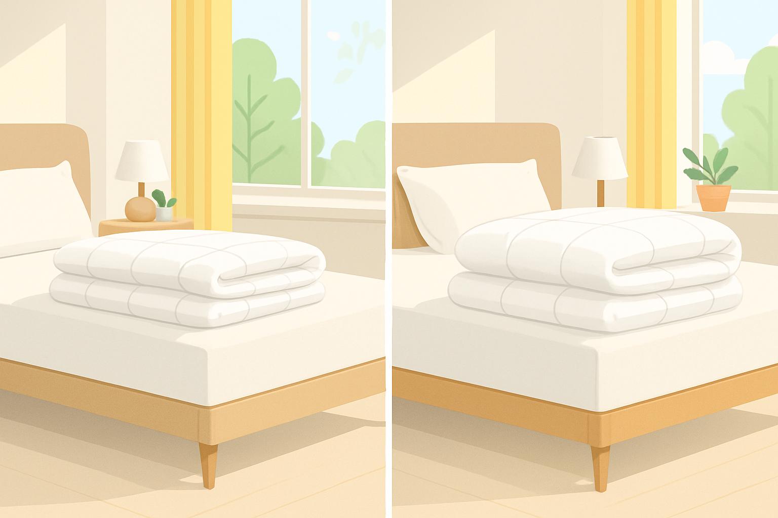 Visual guide showing different duvet weights and their typical thickness/appearance.