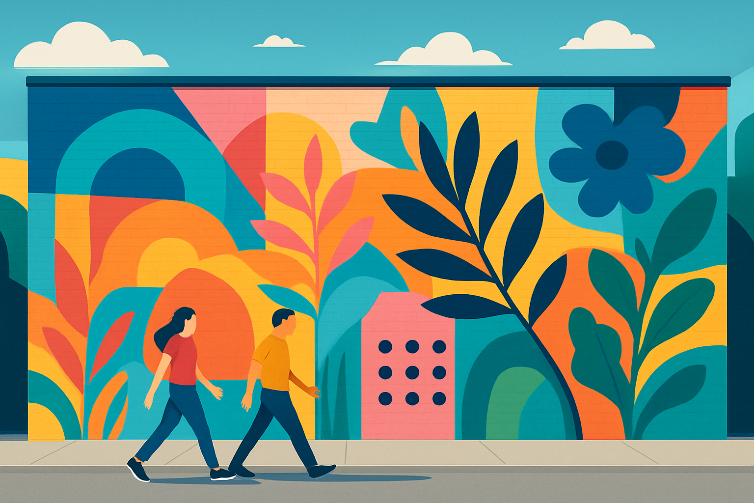 Colorful street art mural in East Nashville reflecting the area