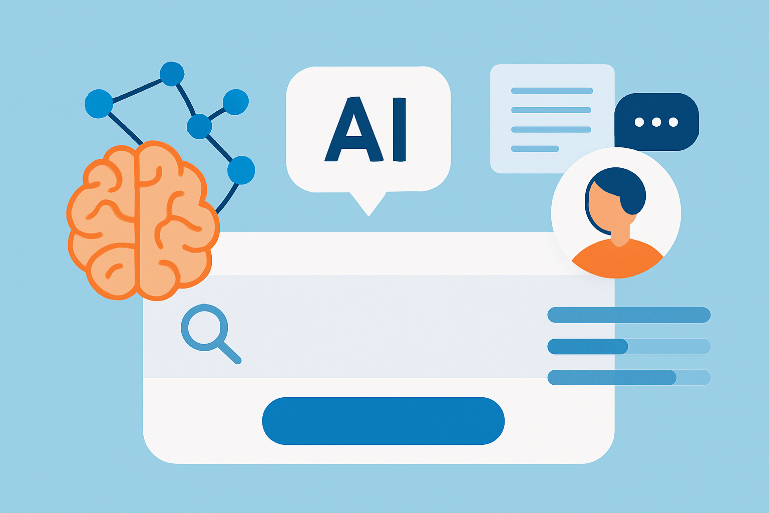 Visualization of AI components integrated into modern search engines enhancing user query understanding and personalized results