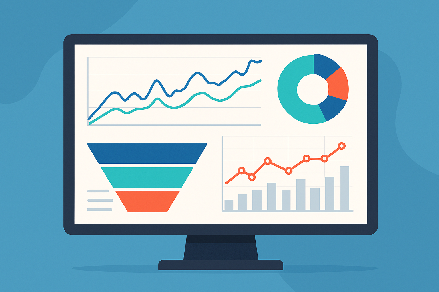 Marketing analytics dashboard visualizing key performance indicators and conversion metrics for data-driven decisions