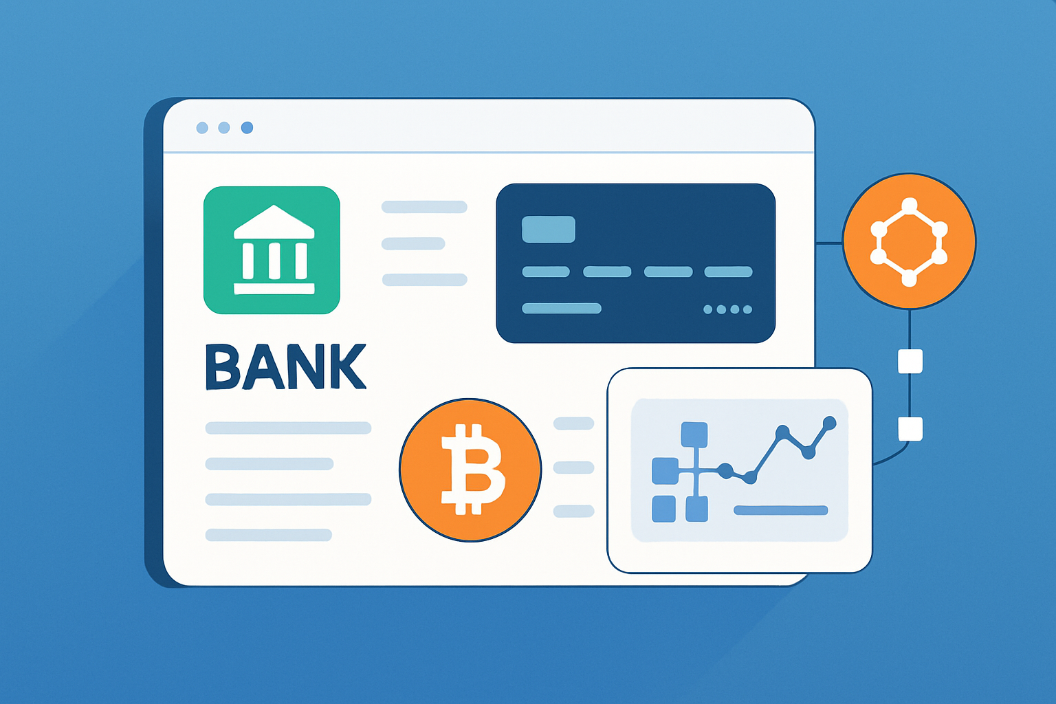 A digital banking dashboard displaying cryptocurrency balances and blockchain transaction data, illustrating modern financial innovations.